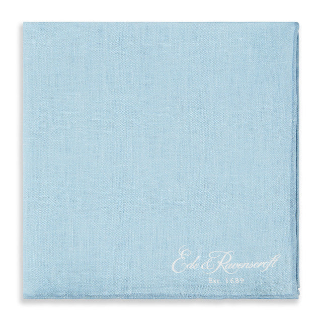 Blue Linen Pocket Square