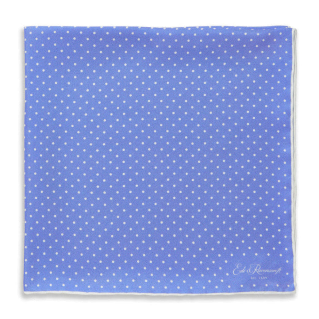 And White Micro Spot Printed Silk Pocket Square