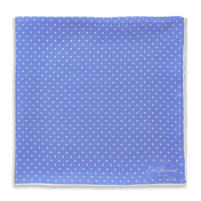 Blue and White Micro Spot Printed Silk Pocket Square