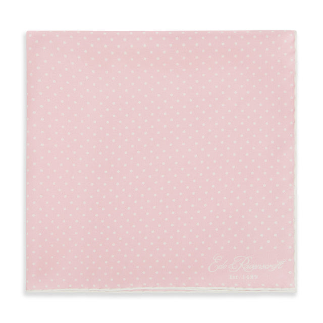 Pink and White Micro Spot Printed Silk Pocket Square