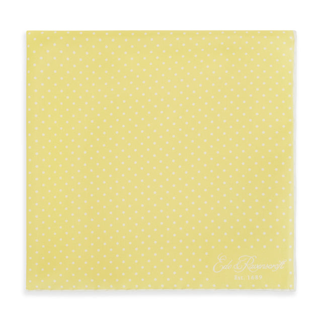 Yellow and White Micro Spot Printed Silk Pocket Square