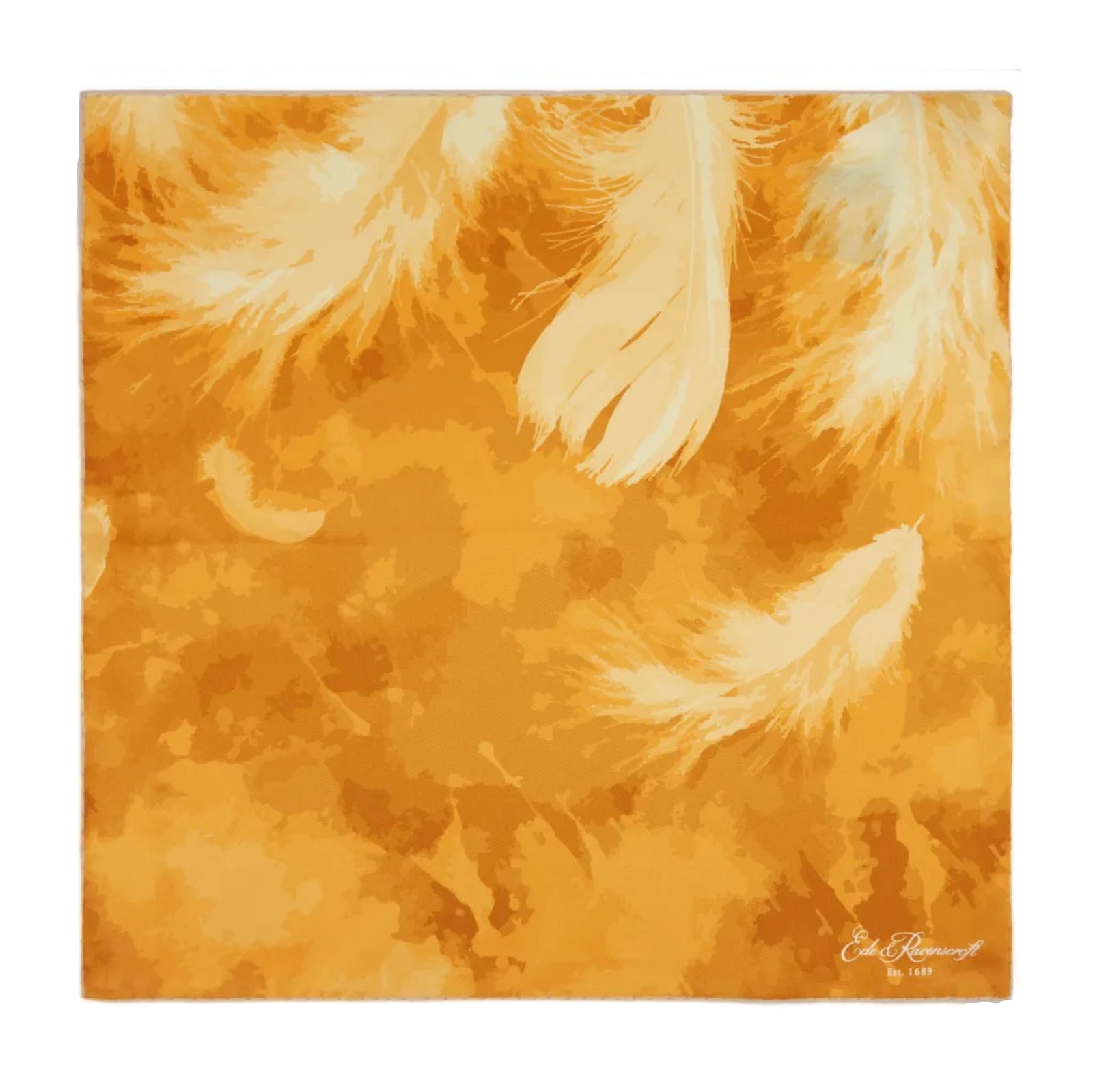 Yellow Watercolour Feather Pocket Square