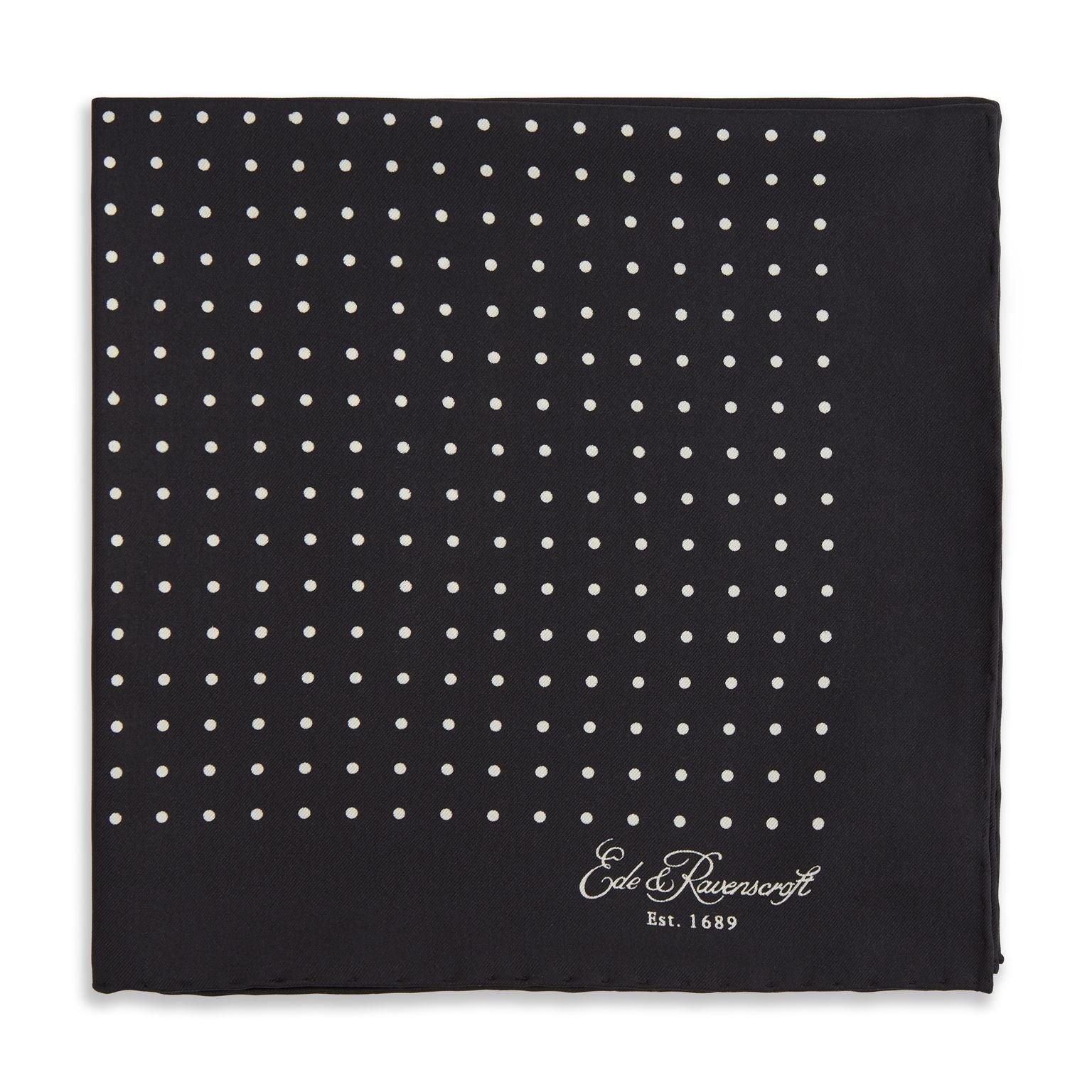 And Ivory Spot Printed Silk Pocket Square