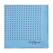 Blue and Navy Spot Printed Silk Pocket Square