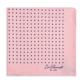 Pink and Navy Spot Printed Silk Pocket Square