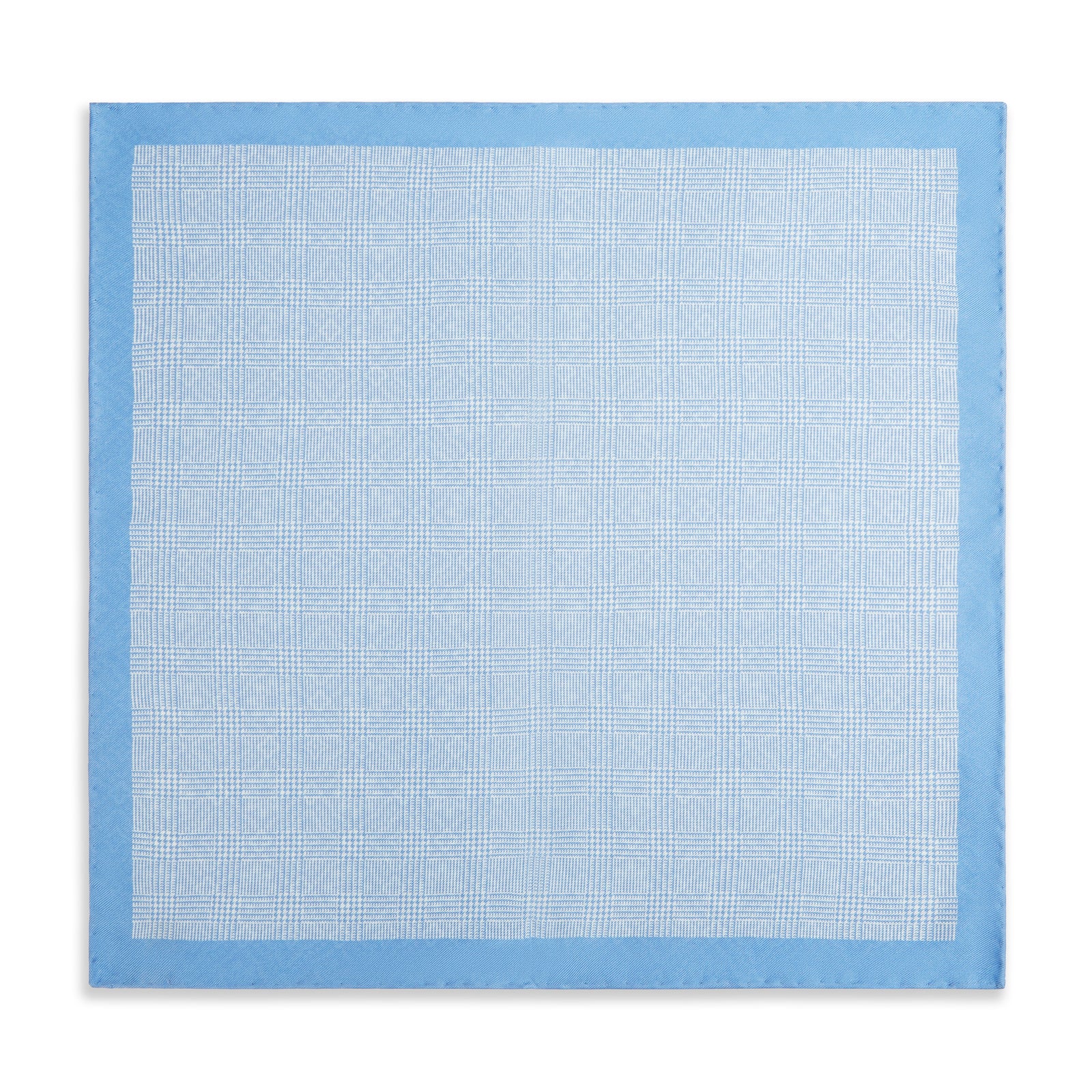 Blue Prince of Wales Geometric Double Faced Silk Pocket Square