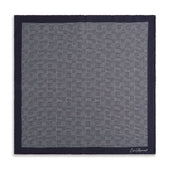 Navy White Prince of Wales Geometric Double Faced Silk Pocket Square