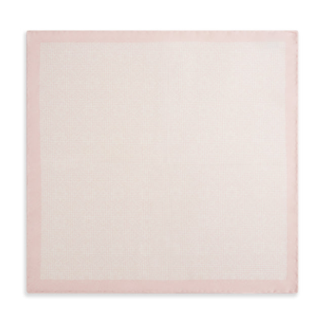 Pink Prince of Wales Geometric Double Faced Silk Pocket Square