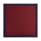 Red Navy Prince of Wales Geometric Double Faced Silk Pocket Square.