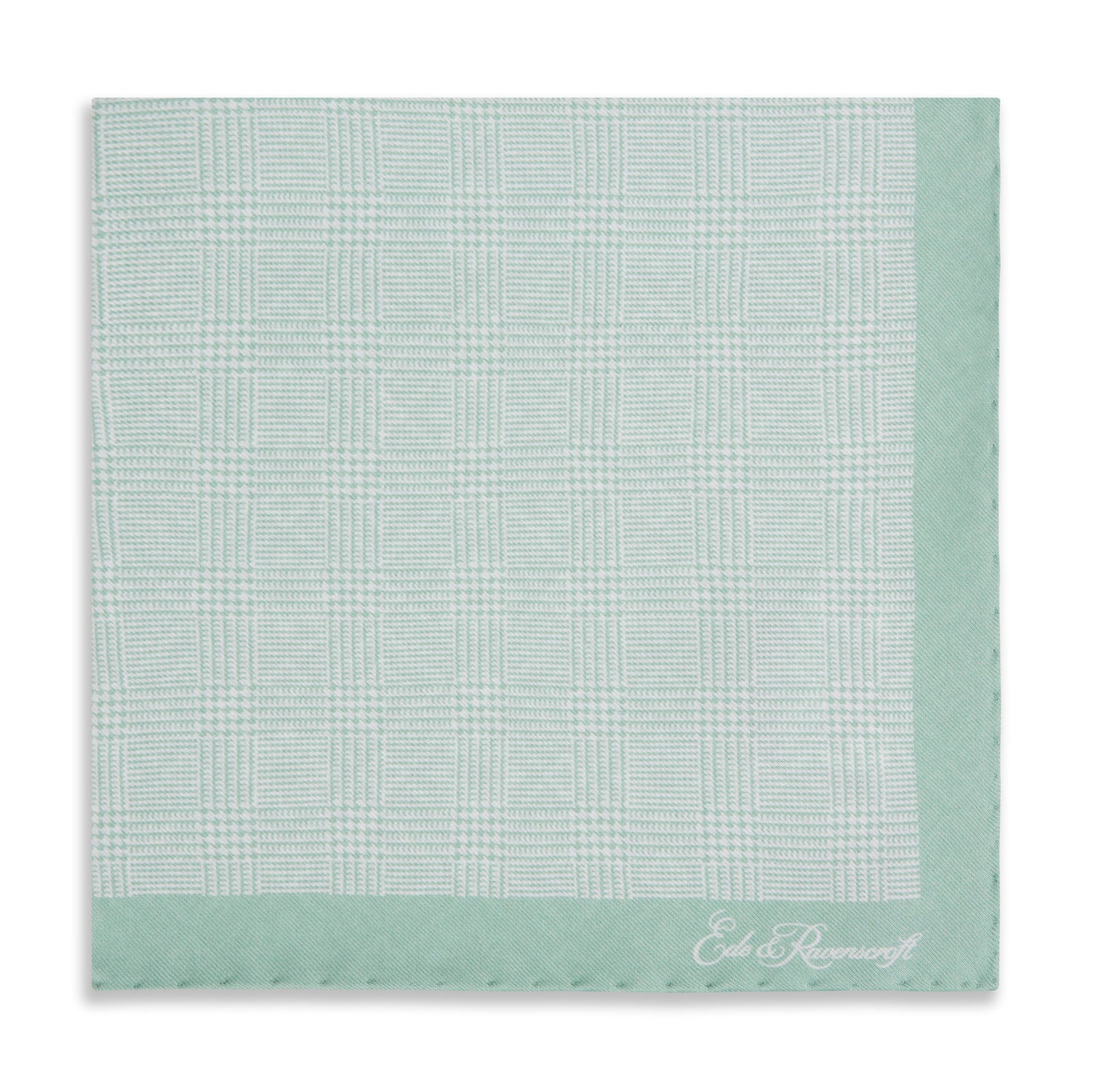Sage Green Prince of Wales Geometric Double Faced Silk Pocket Square