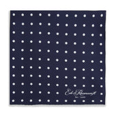 Navy White Churchill Silk Spot Pocket Square