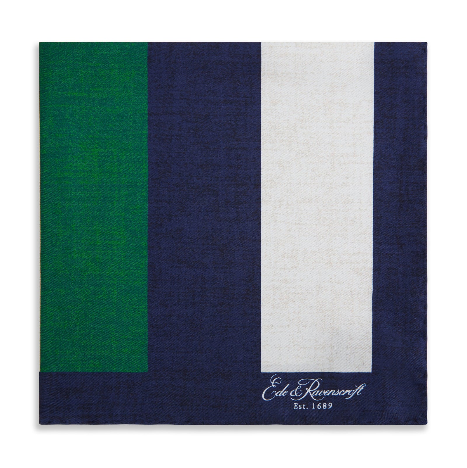 Navy Green Stripe Pocket Square
