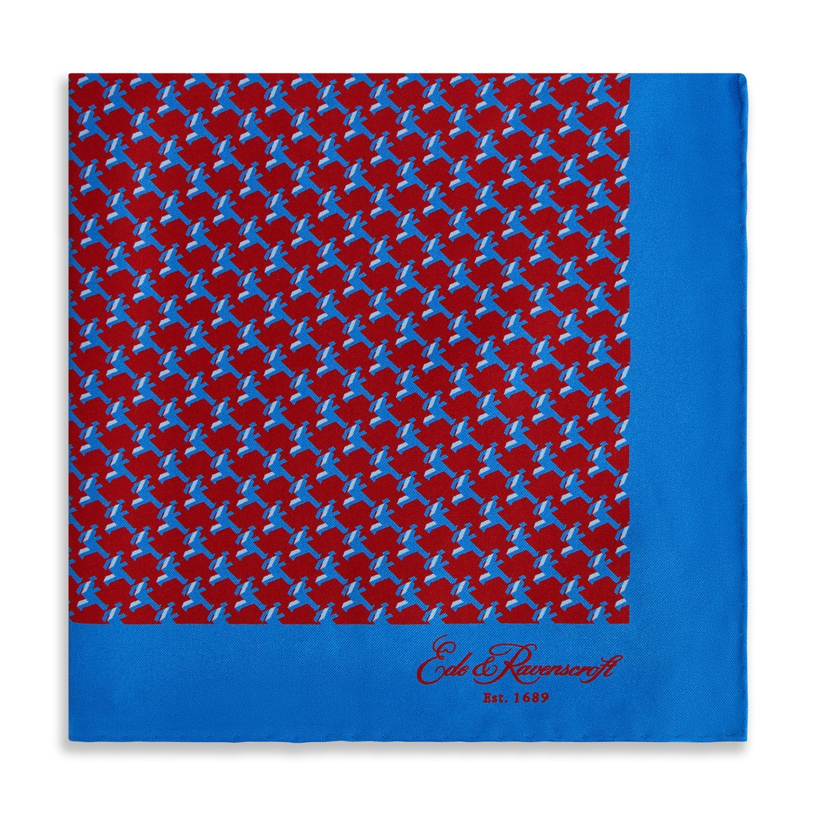 Blue Red Geo Running Man Silk Pocket Square