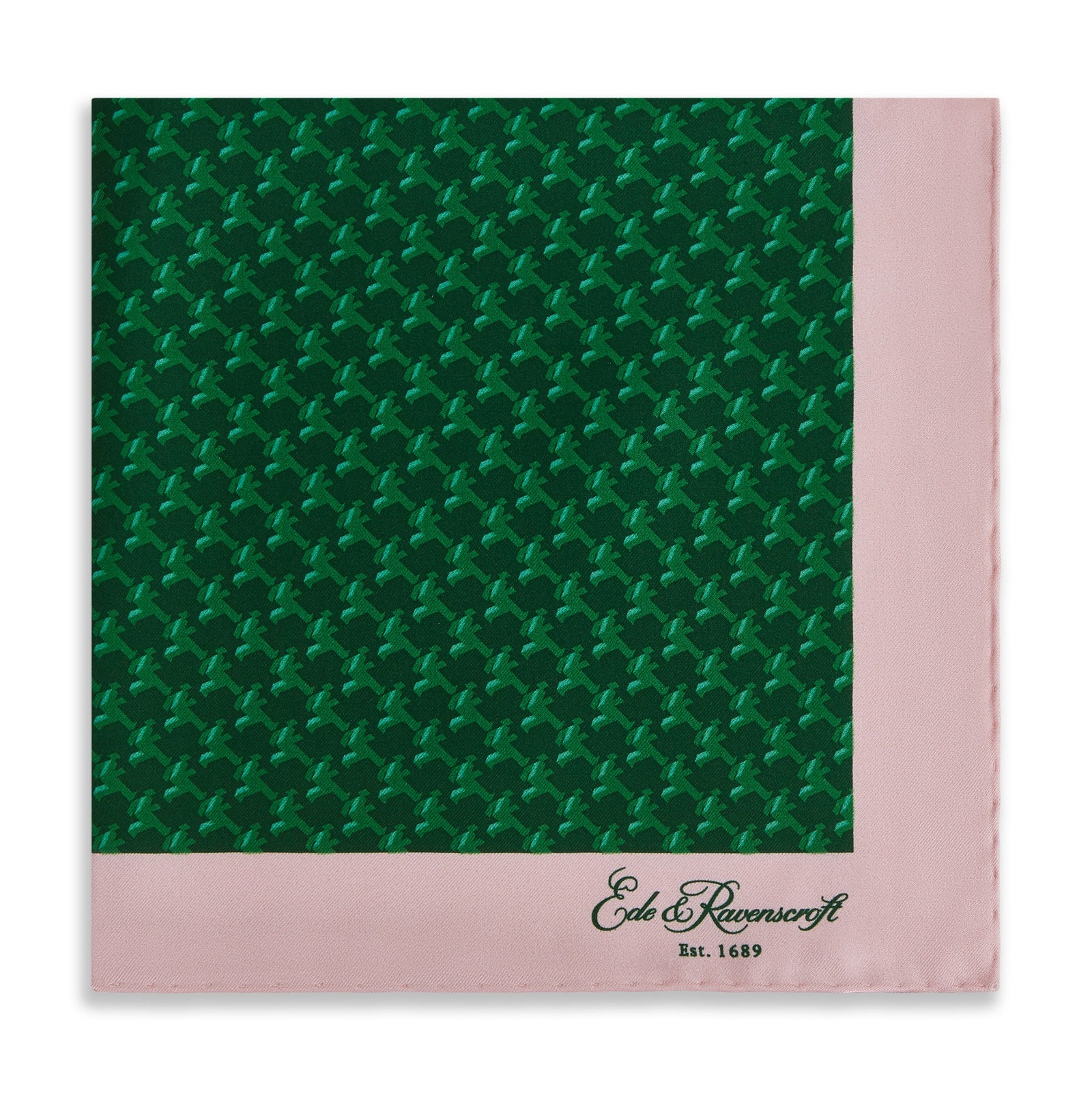 Green Pink Geo Running Man Silk Pocket Square