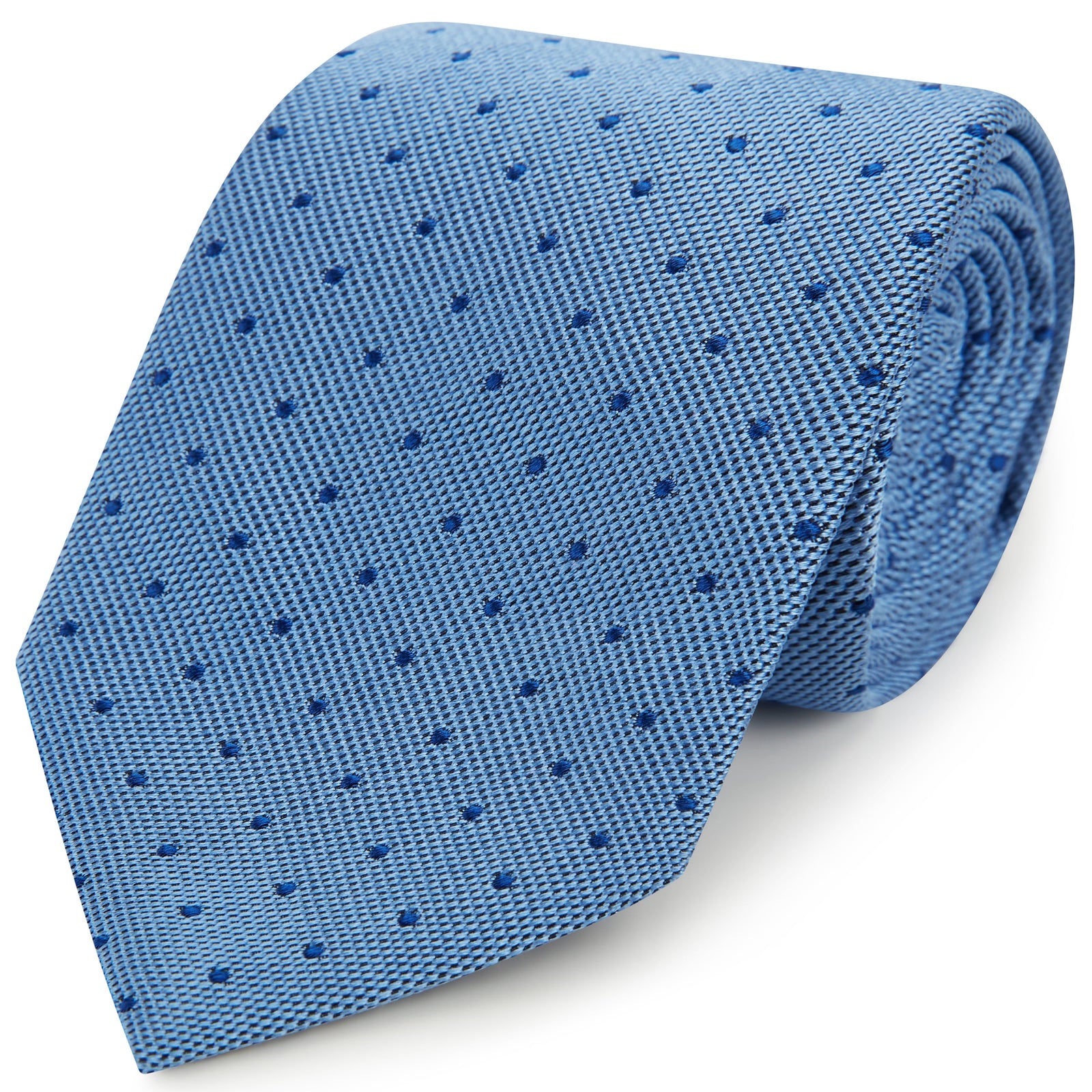 Blue Navy Textured Spot Woven Silk Tie