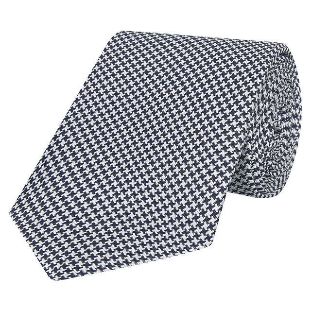 Black and White Houndstooth Woven Silk Tie