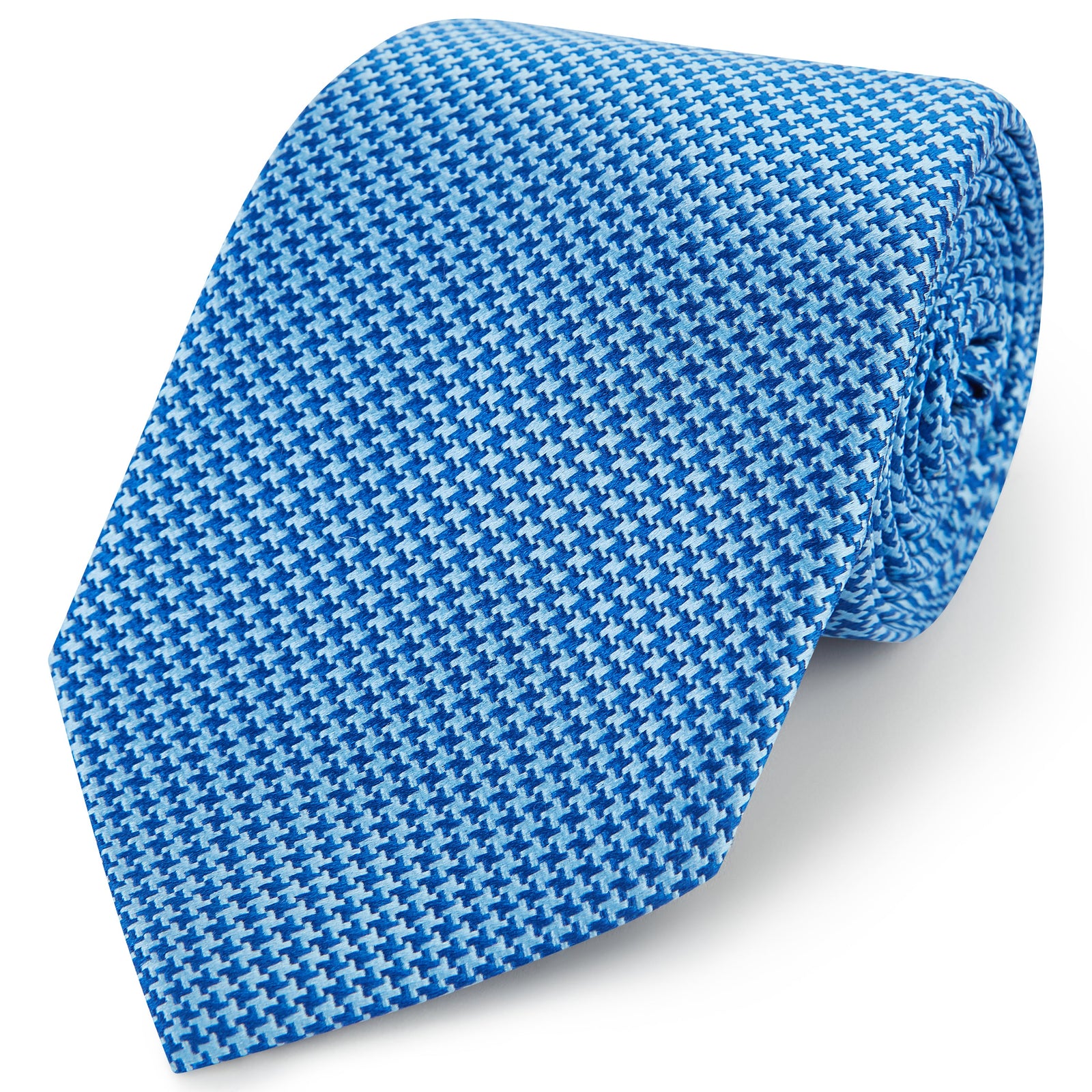 Pale Blue Micro Houndstooth Woven Silk Tie