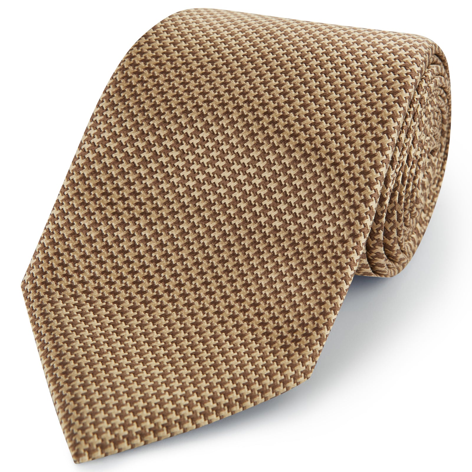 Bronze Micro Houndstooth Woven Silk Tie