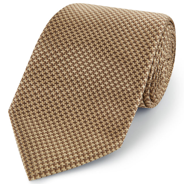 Bronze Micro Houndstooth Woven Silk Tie