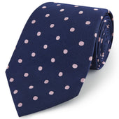 Navy Pink Churchill Spot Woven Silk Tie