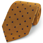 Orange Navy Churchill Spot Woven Silk Tie