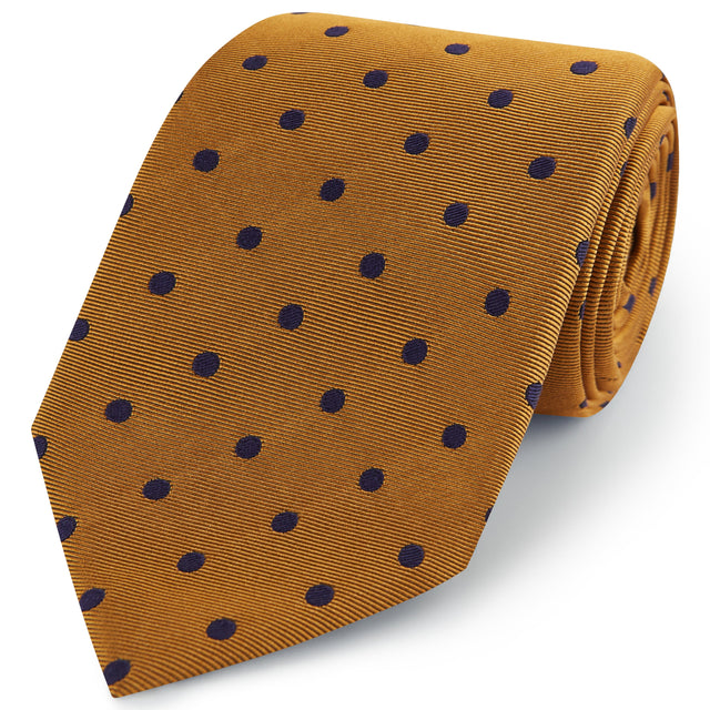 Orange Navy Churchill Spot Woven Silk Tie