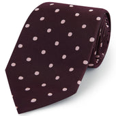 Wine Pink Churchill Spot Woven Silk Tie