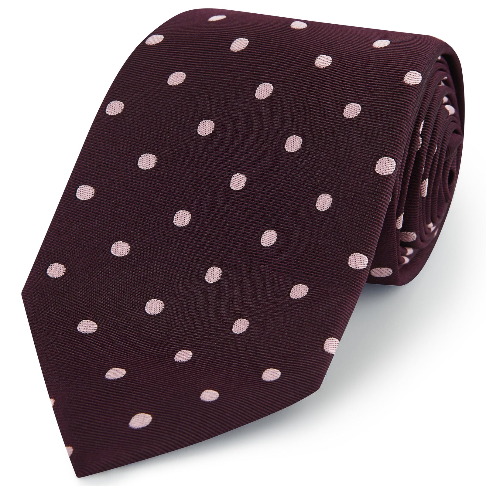 Wine Pink Churchill Spot Woven Silk Tie