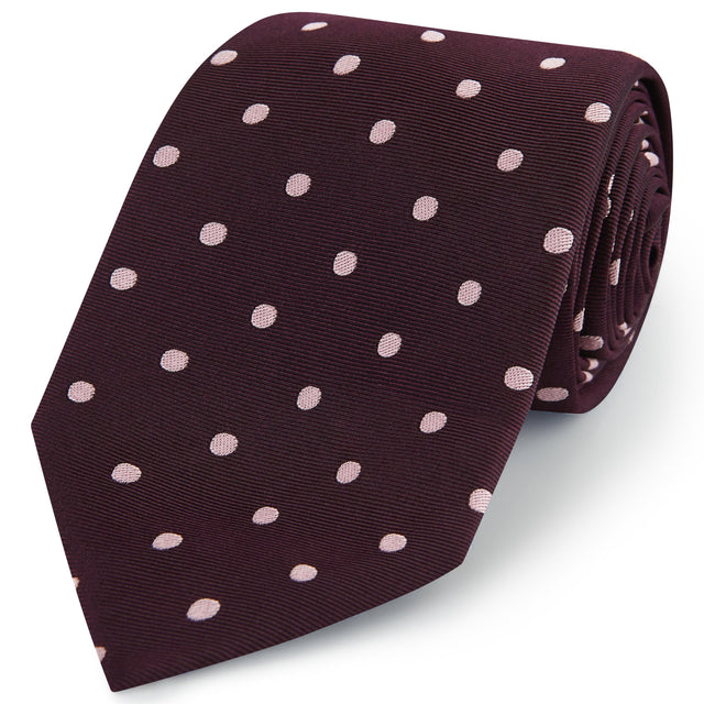 Wine Pink Churchill Spot Woven Silk Tie