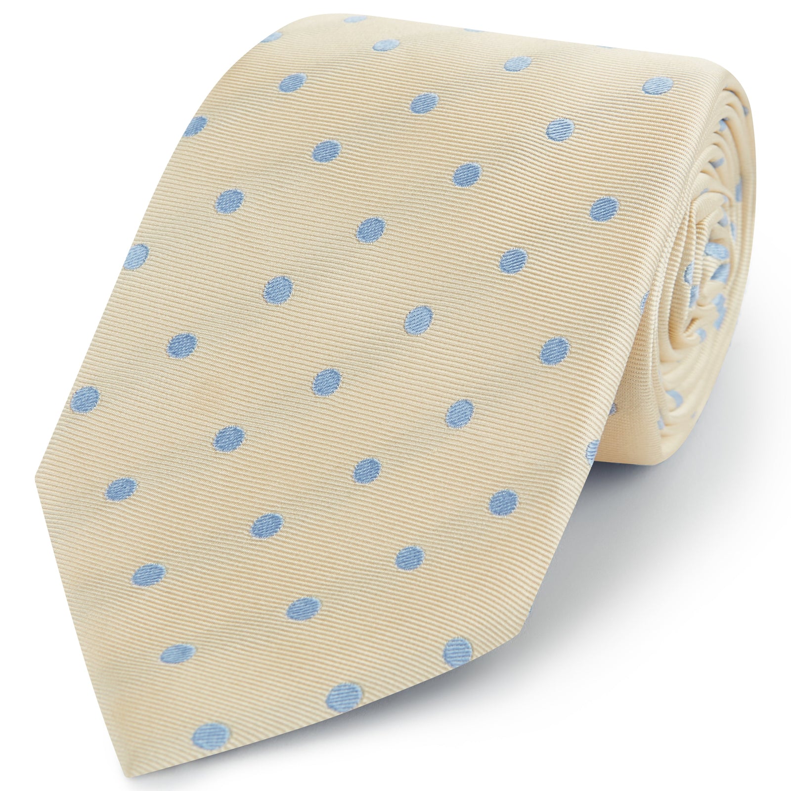 Ecru Blue Churchill Spot Woven Silk Tie
