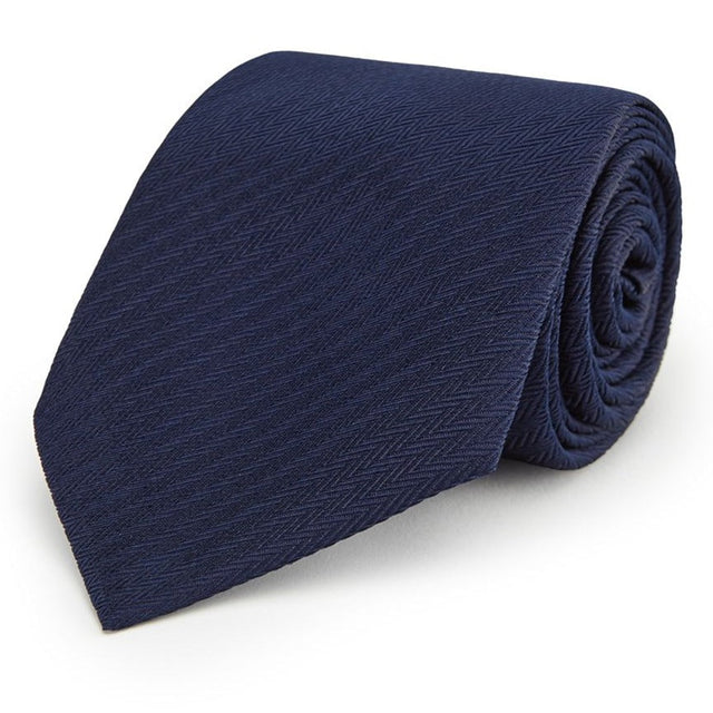 Navy Micro Herringbone Woven Silk Tie