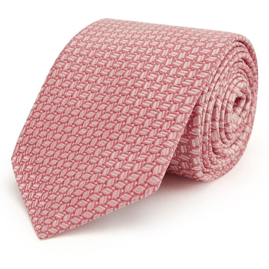 Pink Geometric Woven Silk Tie