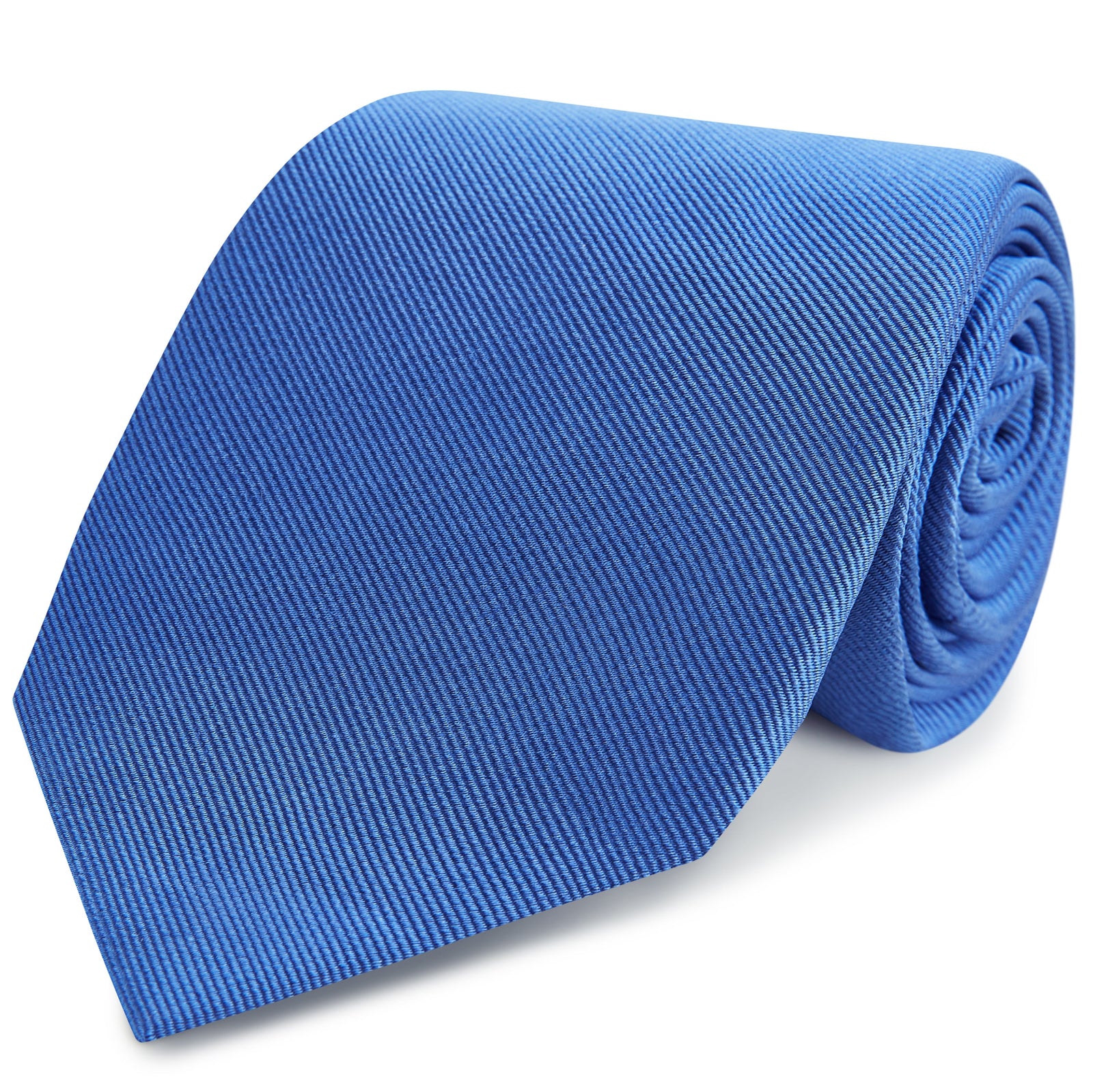 Blue Plain Heavy Twill Woven Silk Tie