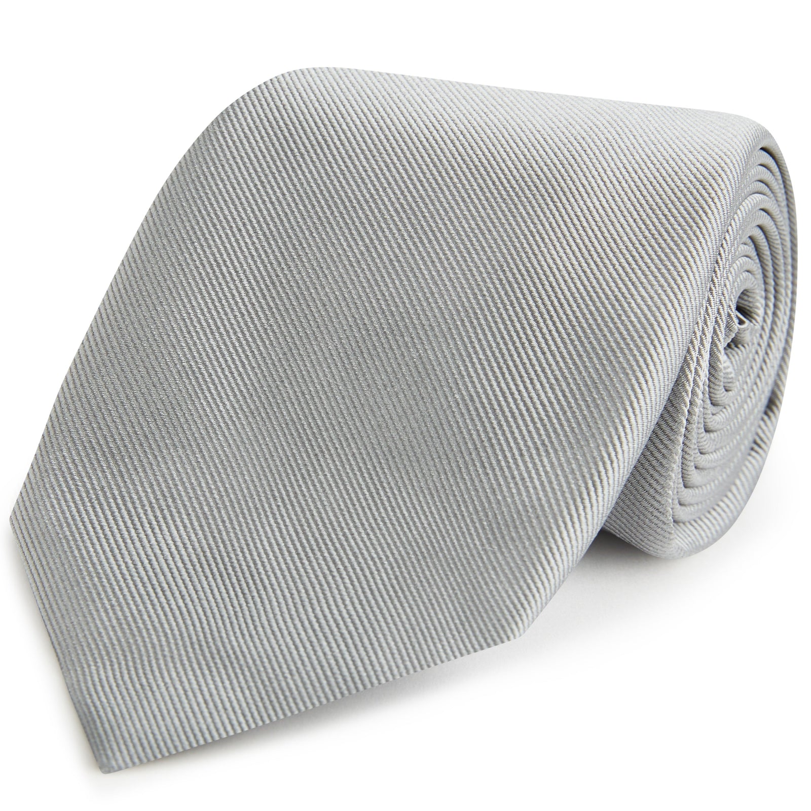 Silver Heavy Twill Woven Silk Tie