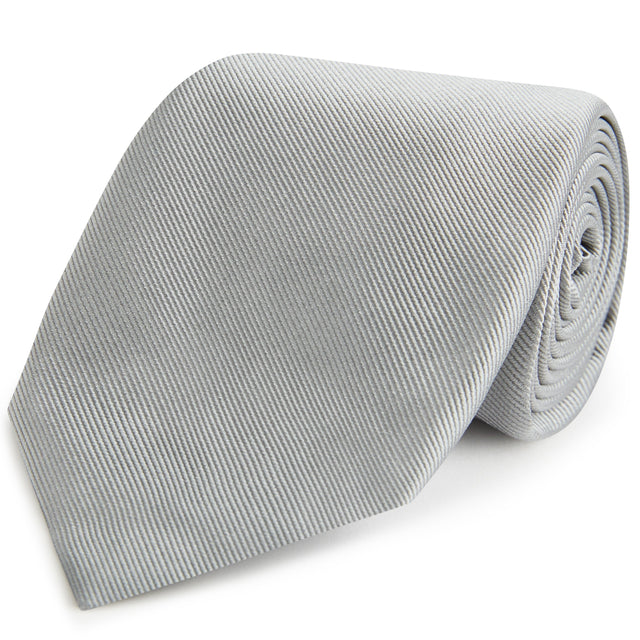 Silver Heavy Twill Woven Silk Tie
