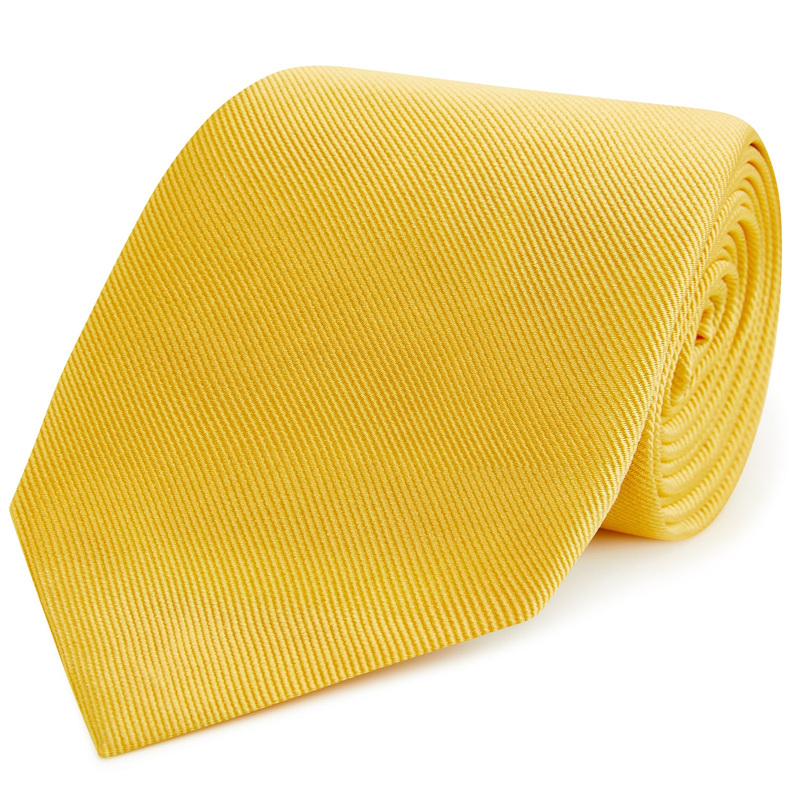 Yellow Plain Heavy Twill Woven Silk Tie