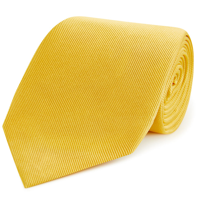Yellow Plain Heavy Twill Woven Silk Tie