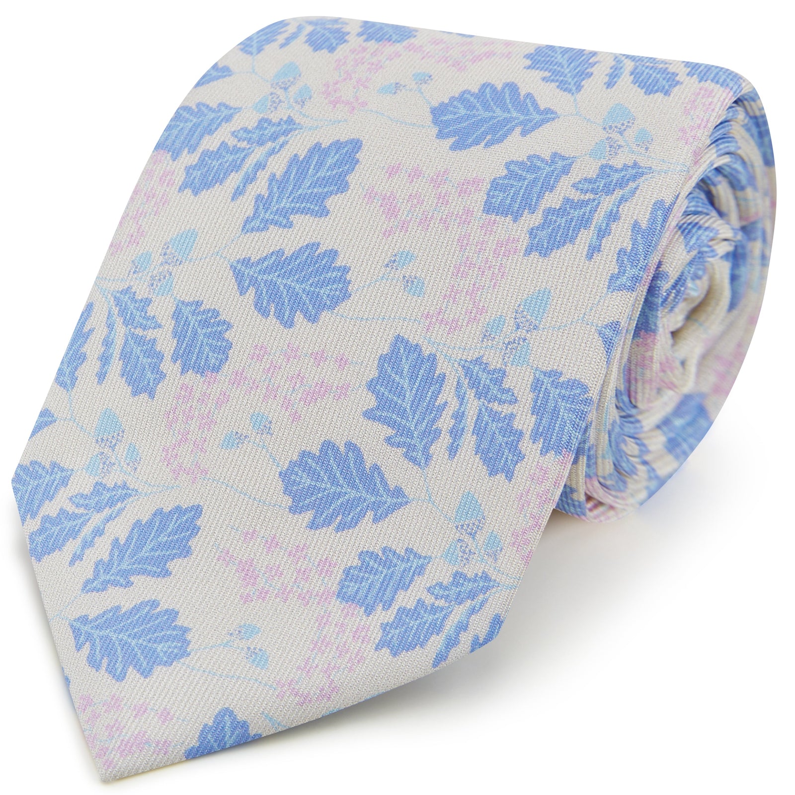 Blue Purple Acorn Printed Silk Tie