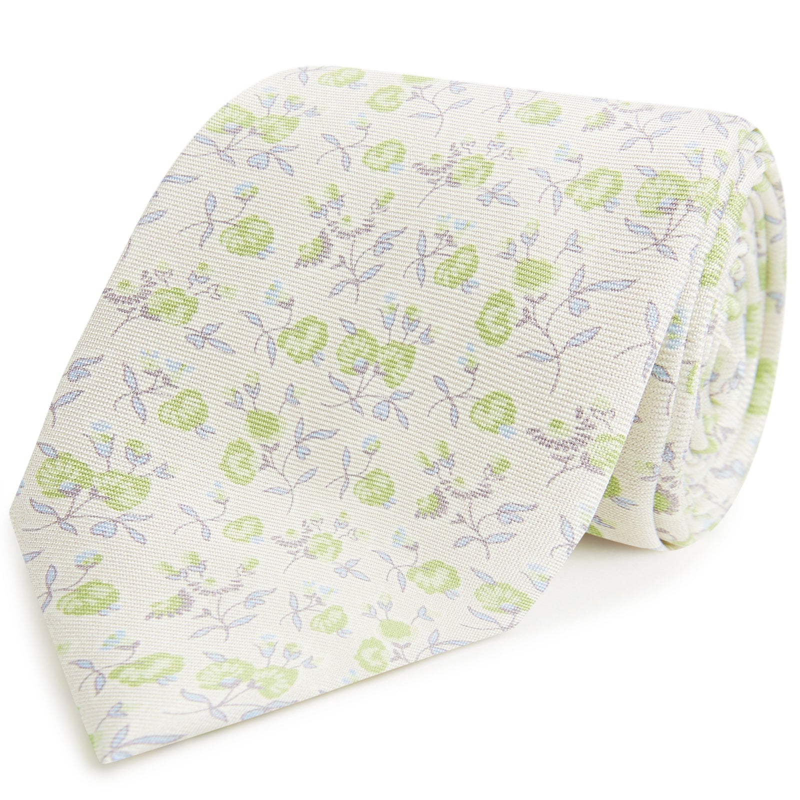 Green Floral Printed Silk Tie