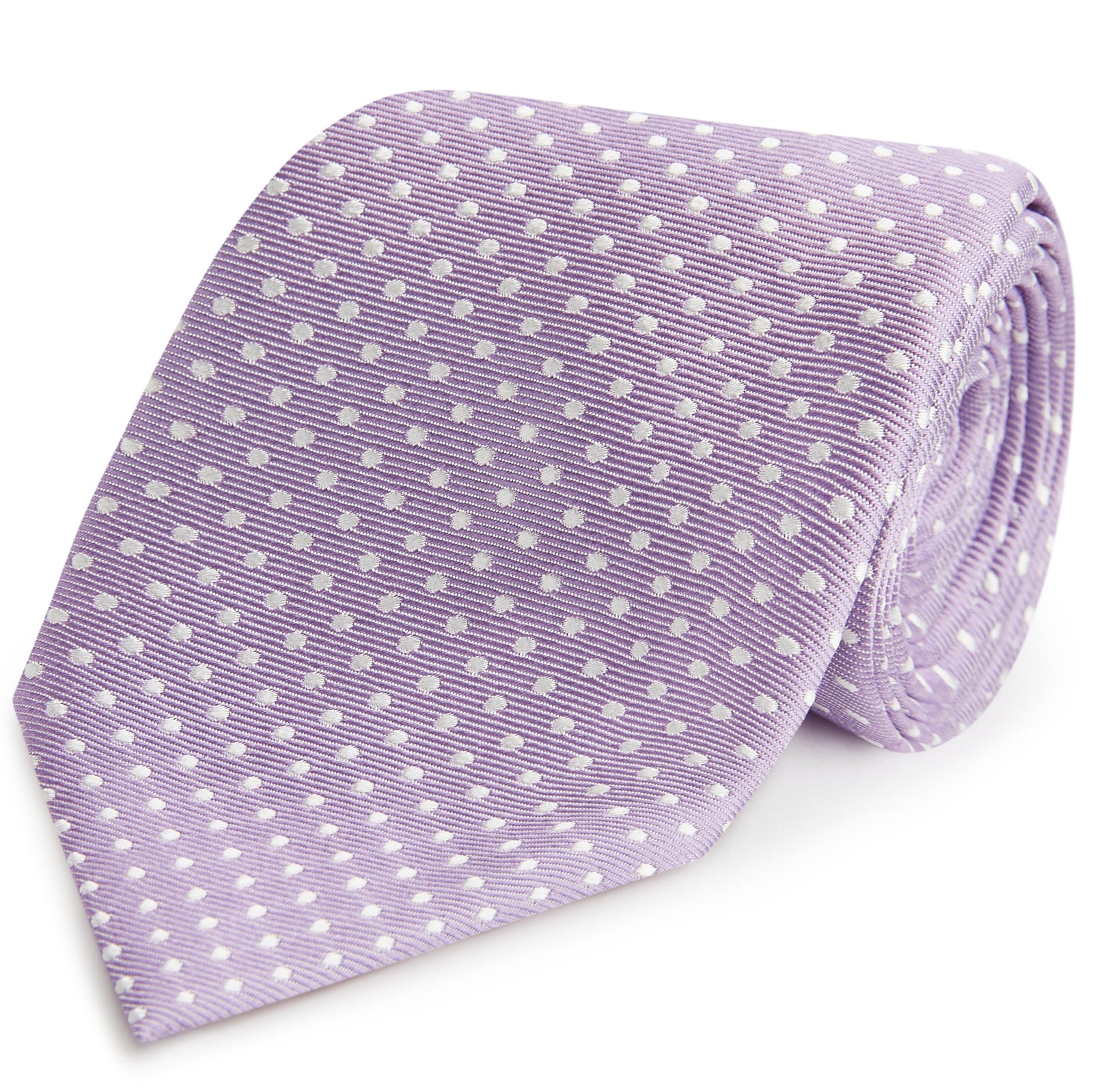 Purple White Small Spot Woven Silk Tie