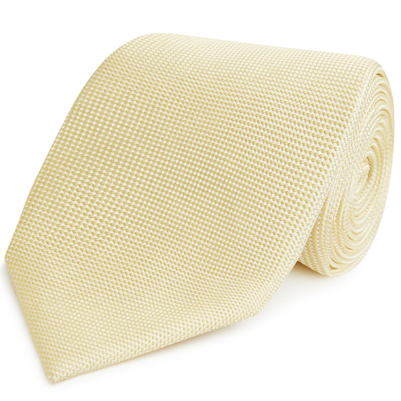 Pale Yellow Micro Textured Woven Silk Tie