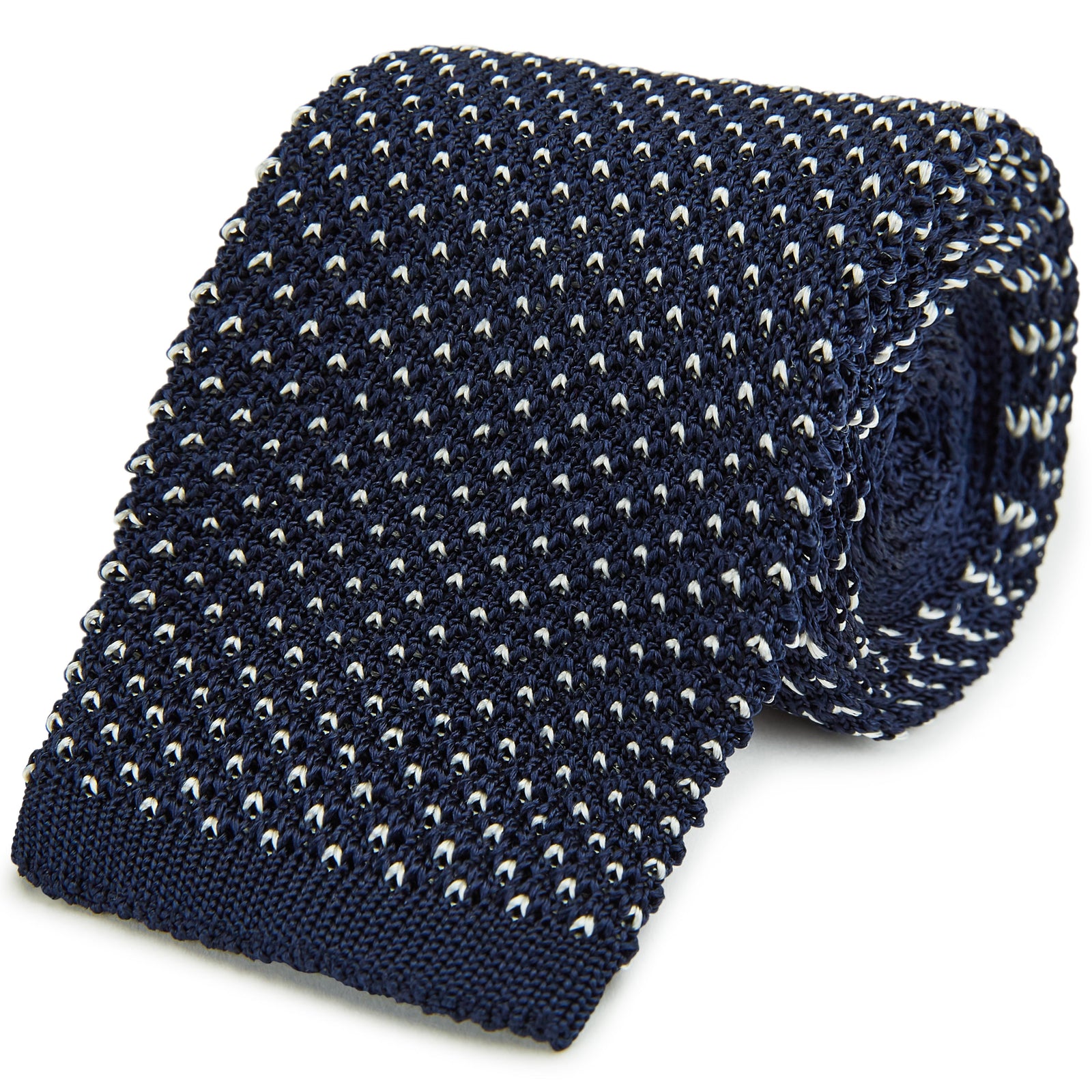 Navy Birdseye Knitted Silk Tie
