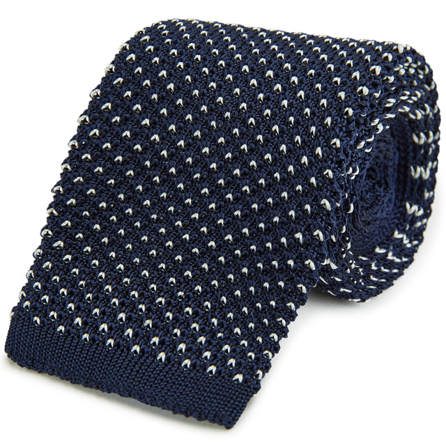 Navy Birdseye Knitted Silk Tie