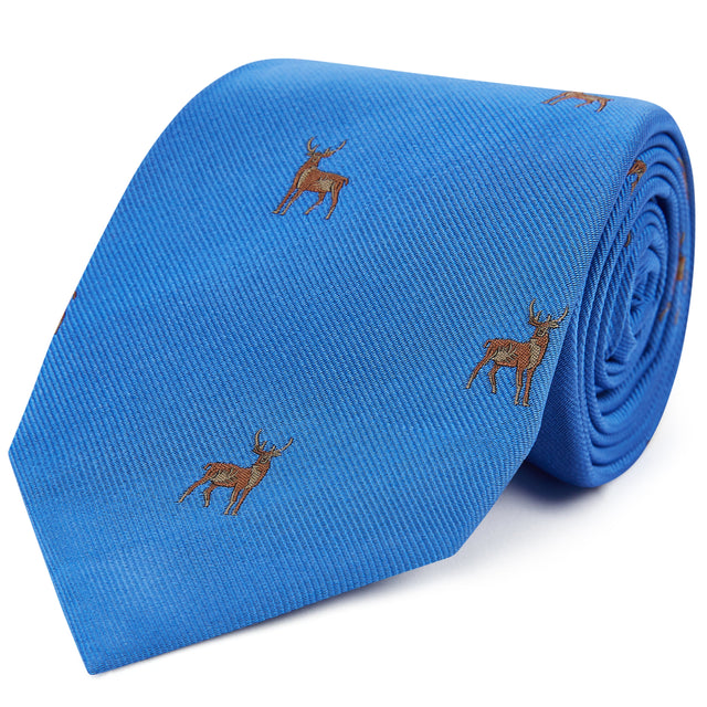 Blue Deer Twill Woven Silk Tie