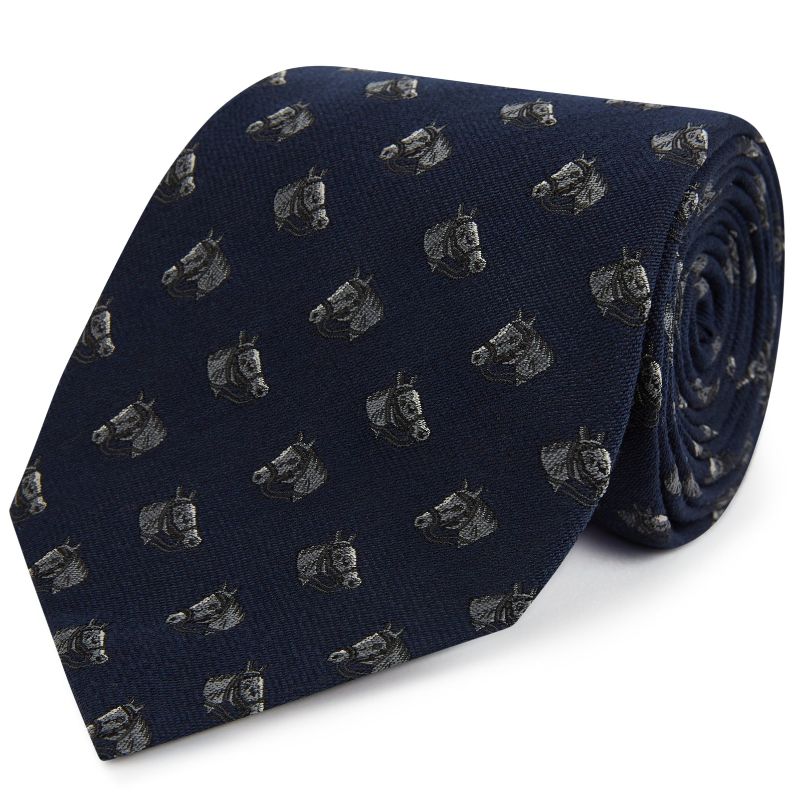 Blue Horse Woven Silk Tie