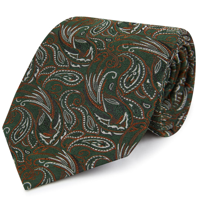 Green Pheasant Woven Silk Tie