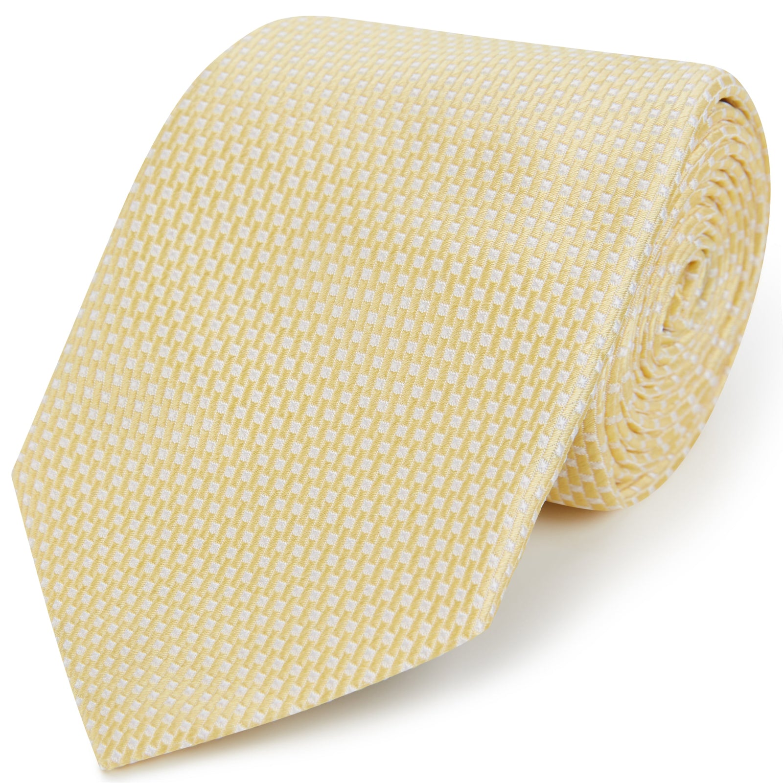 Yellow Geometric Log Woven Silk Tie