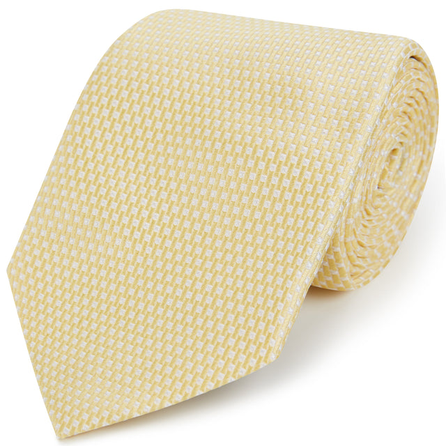 Yellow Geometric Log Woven Silk Tie