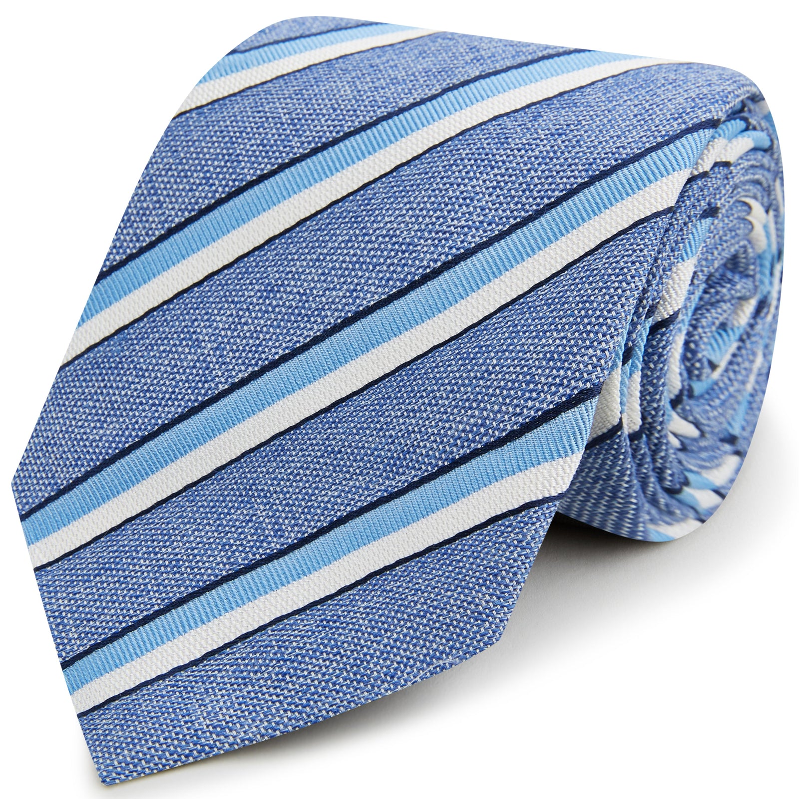 Blue Hopsack Stripe Woven Silk Tie