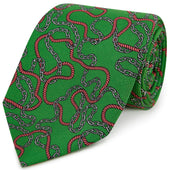 Green Pink Rope and Chain Print Silk